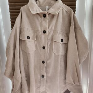 Beige Corduroy Utility Jacket